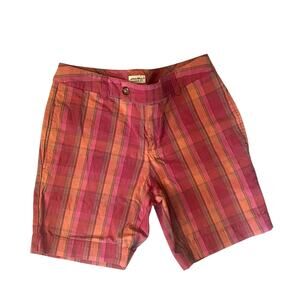 Eddie Bauer Shorts Women’s Size 6 Pink/ Orange Plaid Petite Stretch Cotton Blend